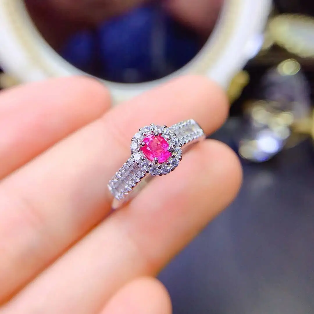 KJJEAXCMY Jewelry Natural Women's Pink Sapphire Ring 925 silver inlay Colorful and splendid Crystal pure fire flash explosion