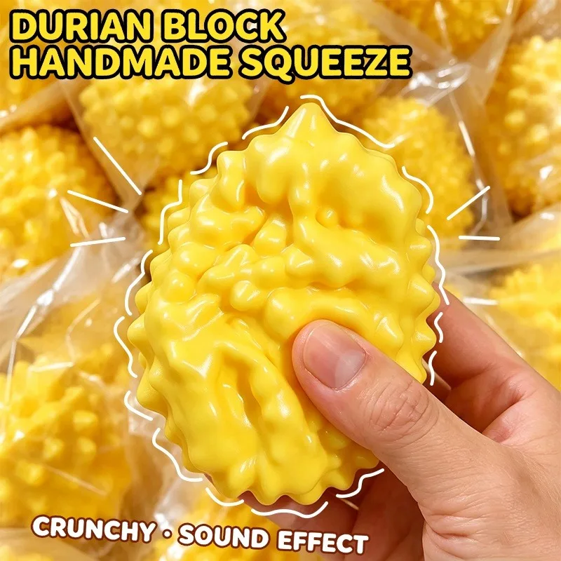 Spiky Durian Pitaya Squeeze Fidget Toy Handmade Block Filling Crunch Sound ASMR Toy Textured Bumpy ADHD Sensory Mood Calming