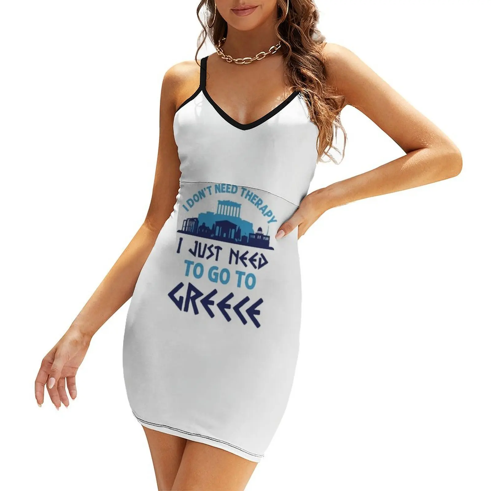 

I Don't Need Therapy I Just Need to Go to Greece Sling Dress summer dresses ladies 2025 Dress for pregnant women