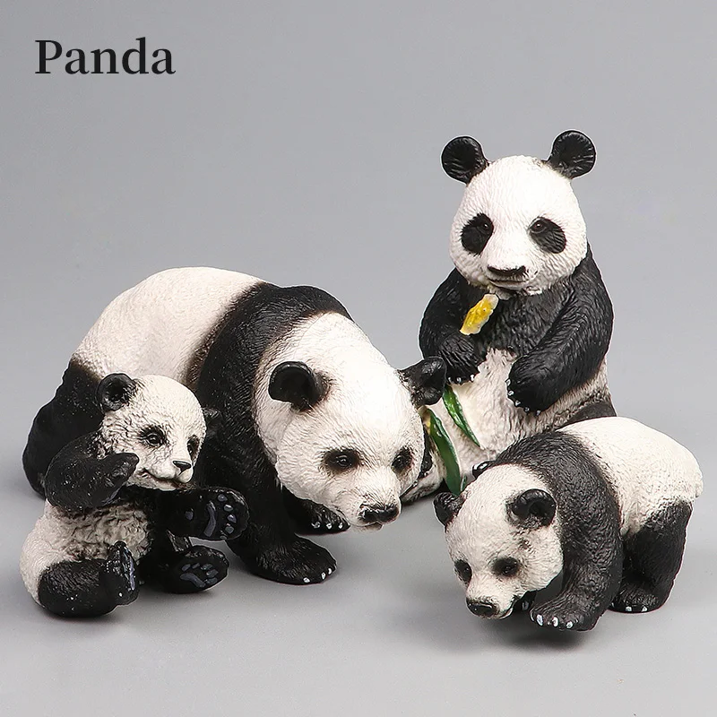 Nowy zestaw zwierząt z serii Wildlife World Solid Simulation - zabawki edukacyjne dla dzieci, figurki akcji, model pandy, zabawki edukacyjne dla dzieci