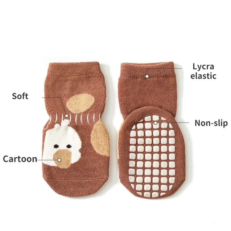 New Autumn Winter Kawaii Baby Tube Socks Babies Non-slip Floor Sock Cartoon Bear Duck Cotton Print Newborn Toddler Accessories