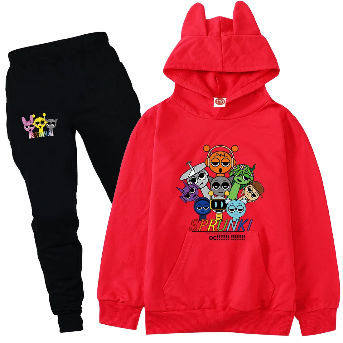 

Cute Sprunki Cartoon Clothes Boys Girls Casual Thin Hoodies Black Pants Kids Sportswear Suits Children Outerwear Clothing Sets