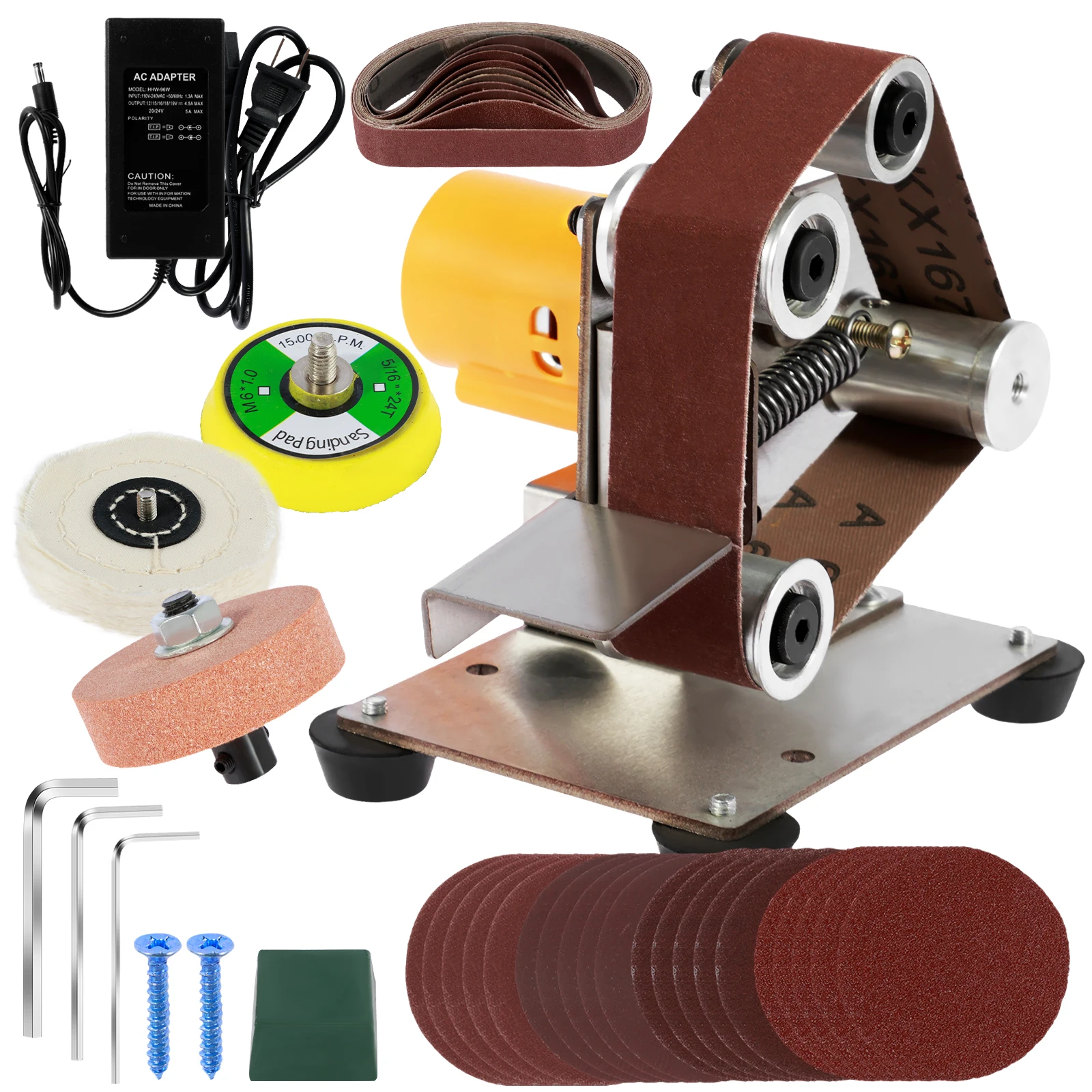 Mini Electric Orbital Belt Sander Grinding Machine Tools Polishing Sharpener Machine 110V/220V with Sanding Belt Sanding Machine