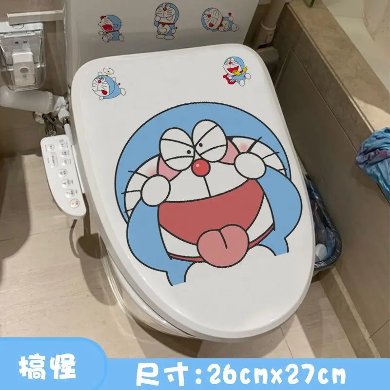Doraemon Toilet Stickers Decorative Bathroom  Lovely Animal Beautification Decoration Toilet Lid Home Cartoon Decoration Decals