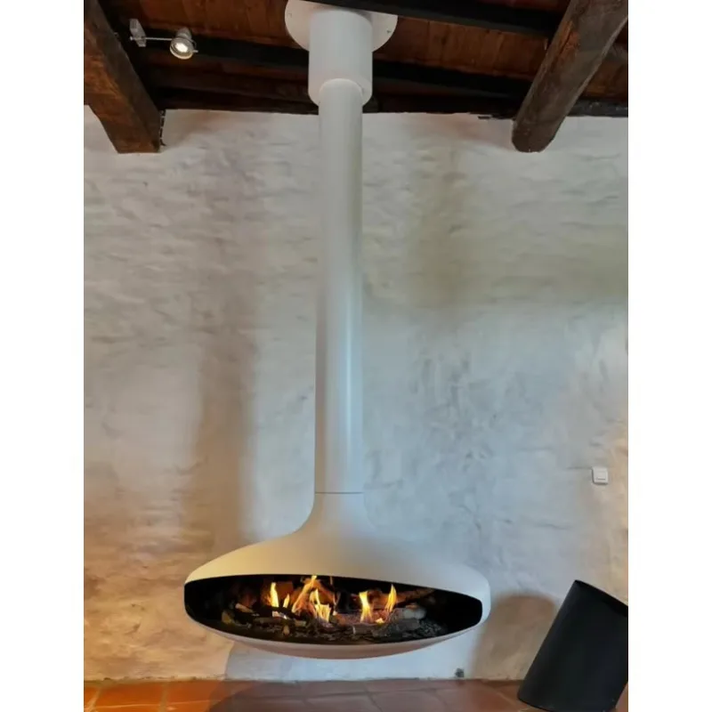 Custom Color Steel Interior Suspend Fireplace With Wood Bioethanol Fuel standing Hanging Fireplace Ceiling Mounted