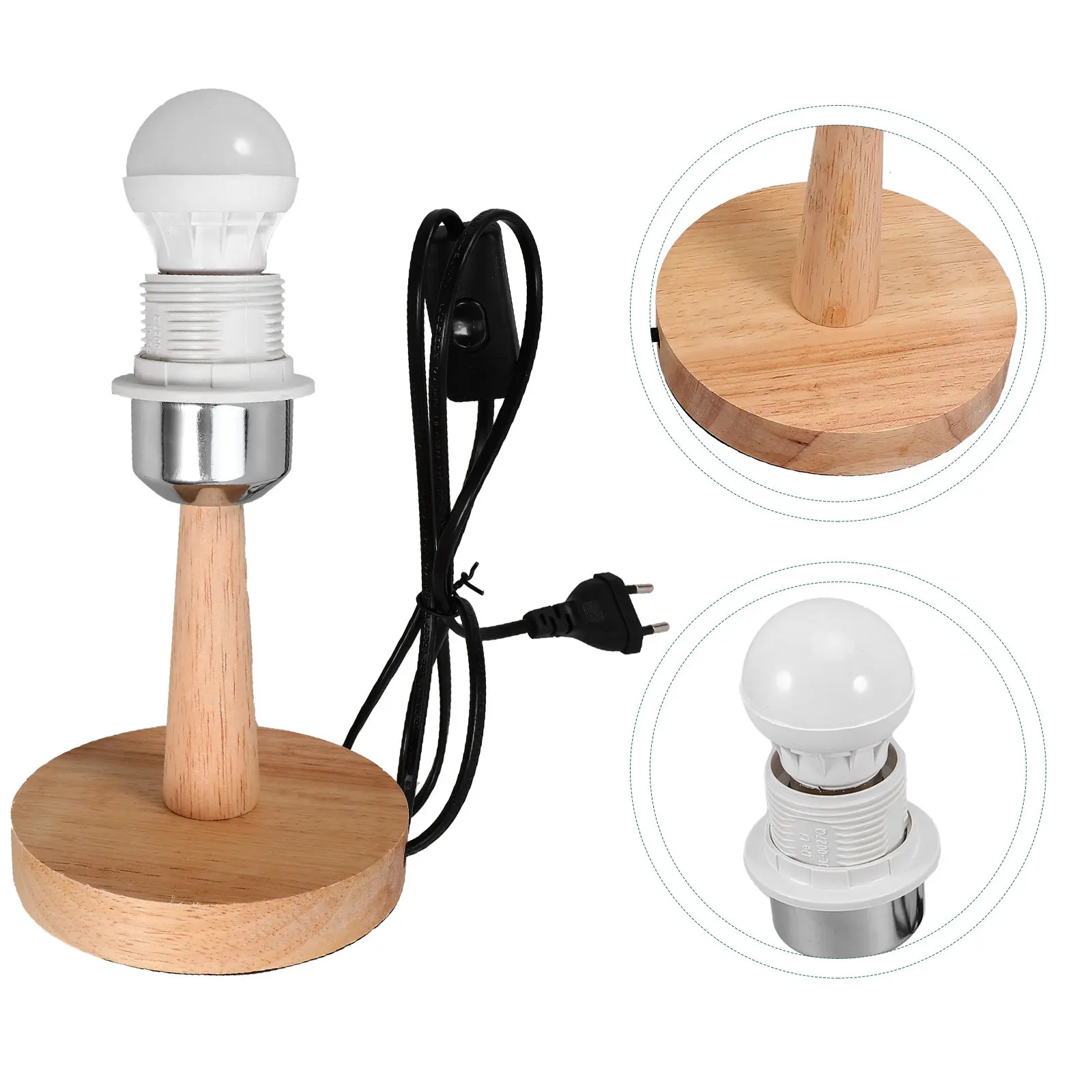 

1 шт. Деревянная круглая основа для настольной лампы, держатель для светильника E27, устойчивое плоское основание, декоративный элемент для гостиной, спальни, офиса