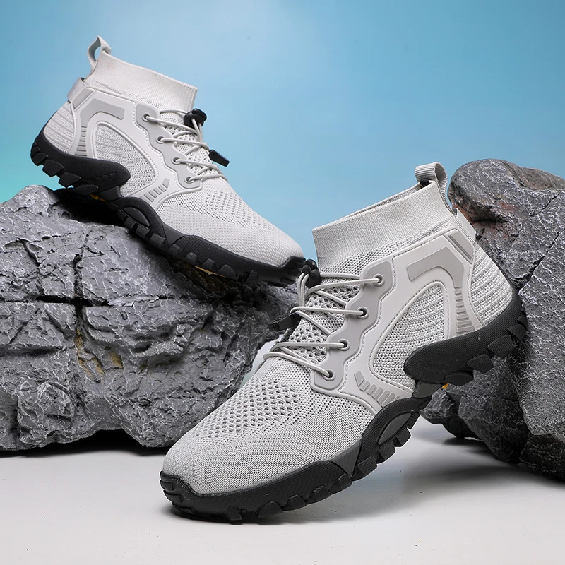Męskie buty trekkingowe outdoorowe antypoślizgowe sportowe buty niskie sznurowane wygodne miękkie oddychające sneakersy buty do brodzenia