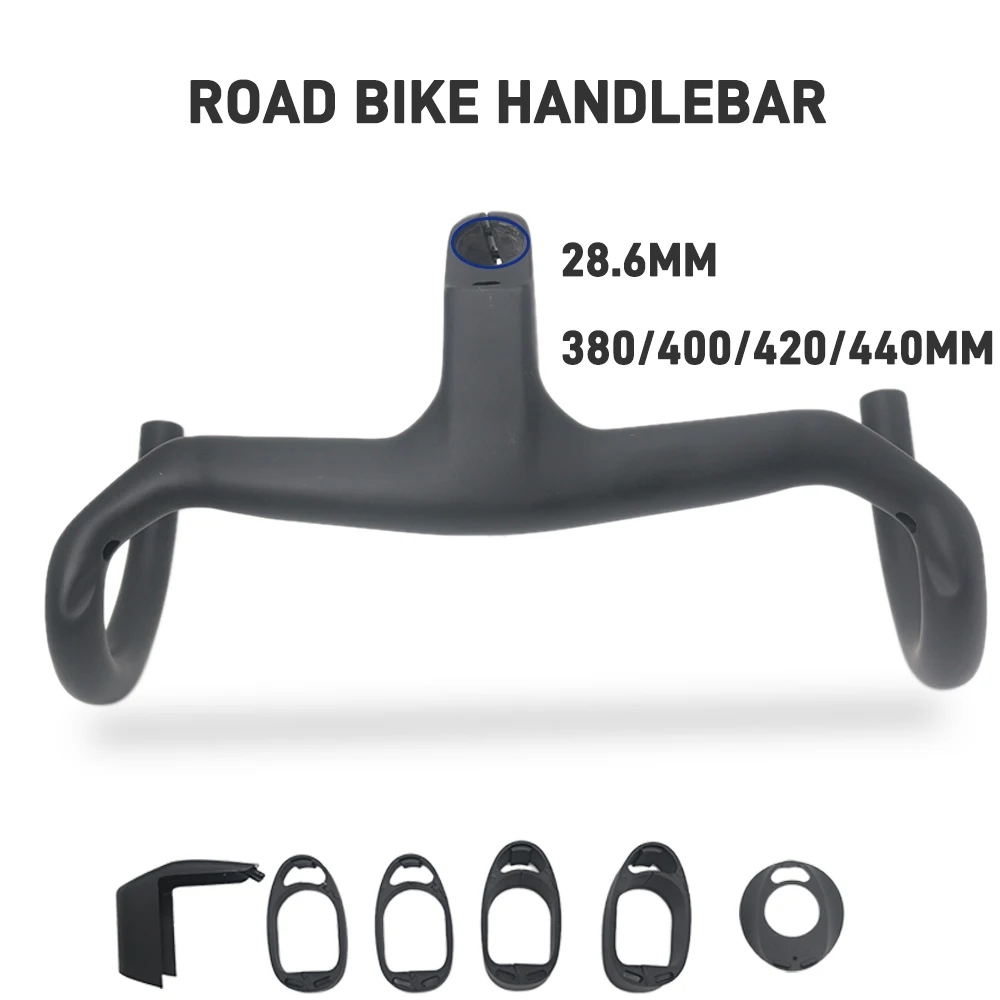 Carbon Integrated Aero Drop Bar Road Bike Handlebar 28.6mm, Internal External Routing Ultralight Ergonomic with GPS Mount