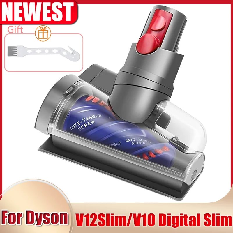 Anti-Tangle Brush Head for dyson V12 Detect Slim/ V10 Digital Slim Vacuum Cleaner, Hair Screw Tool for Sofas, Beds, Pet Beds