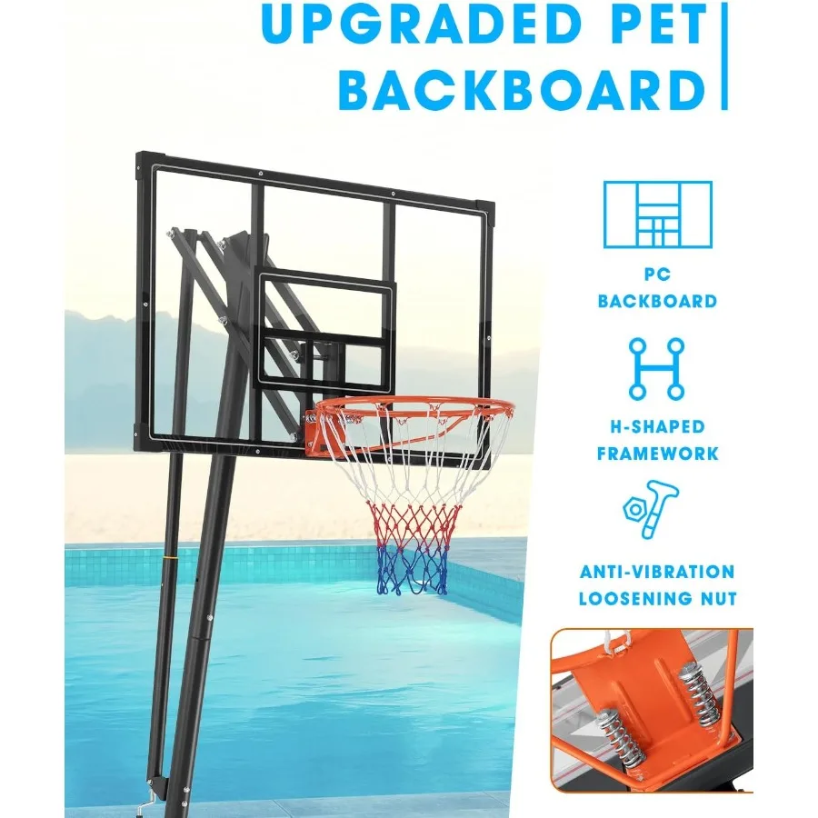 Aro de baloncesto portátil para exteriores, aro de baloncesto ajustable de 6,9 pies y 10 pies para adultos en interiores y exteriores con base de PE resistente y