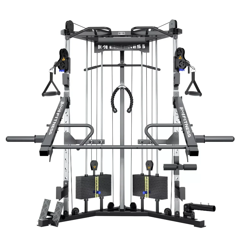 Multi Gym Smith Machine Functional Trainer Squat Rack with Barbell