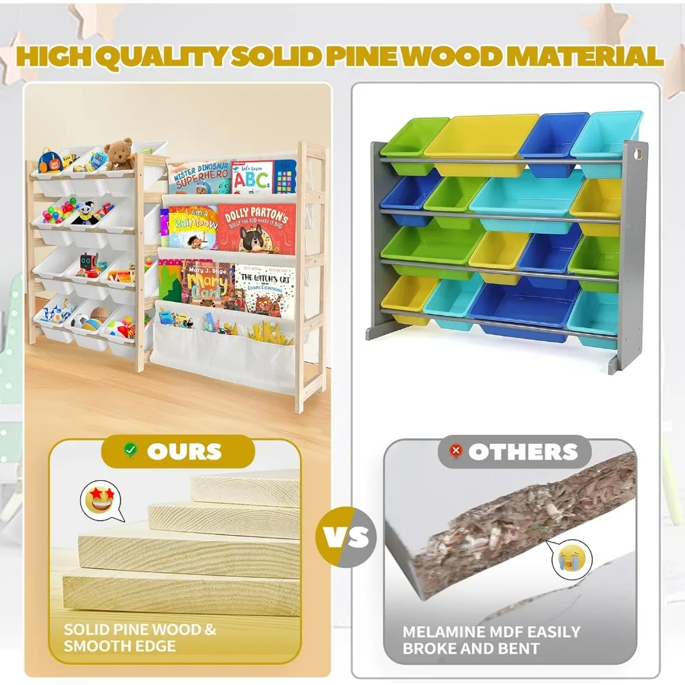 منظم تخزين الألعاب والكتب من 4 طبقات مع 12 صندوقًا لغرفة ألعاب الأطفال #4