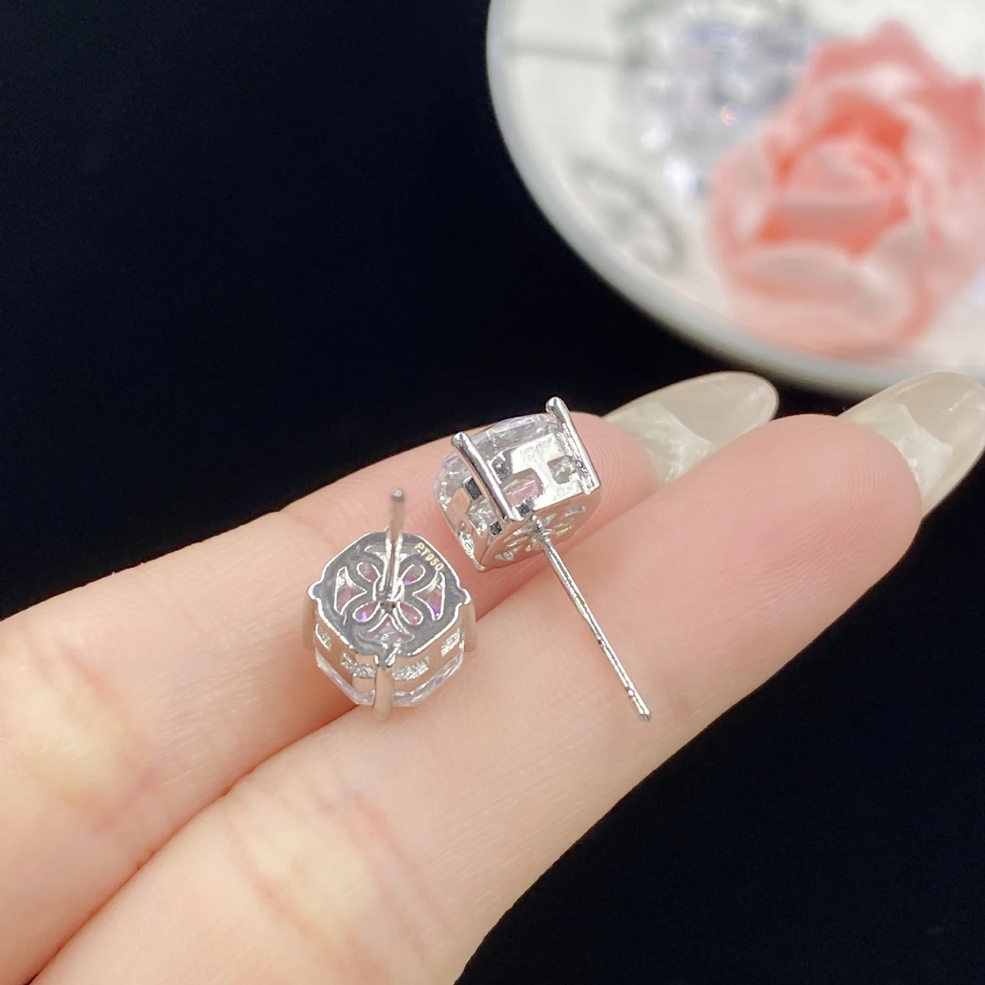 Trend Women Engagement Ring Bottom Millennium Rose Cutting Colorful Octagonal Zircon Luxury Open Rings Silver Color Jewelry