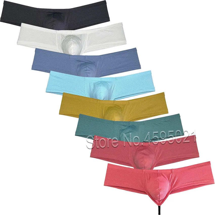 Men Hip Hop Boxer Briefs Underwear Sexy Male Solid Color Ultimate Bikini Bottoms Panties 1/3 Buttocks