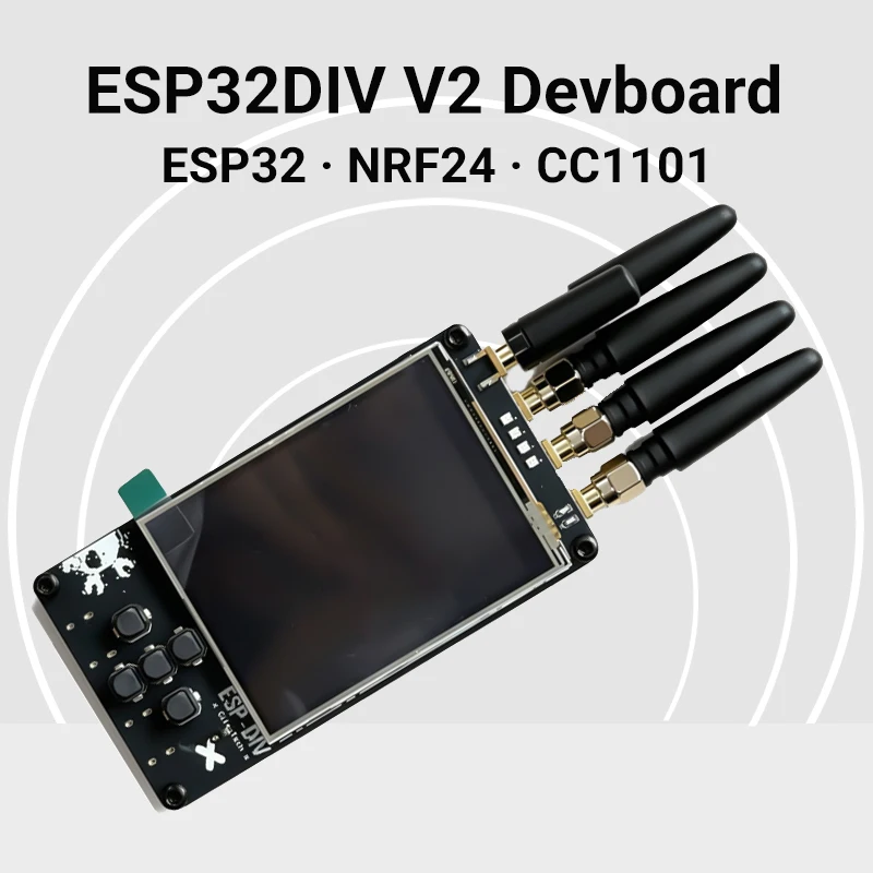 

ESP32-DIV V2.0 Handheld Multi-Band RF Analyzer WiFi BLE Sub-GHz Scanner IoT Security Penetration Testing Device Open Source