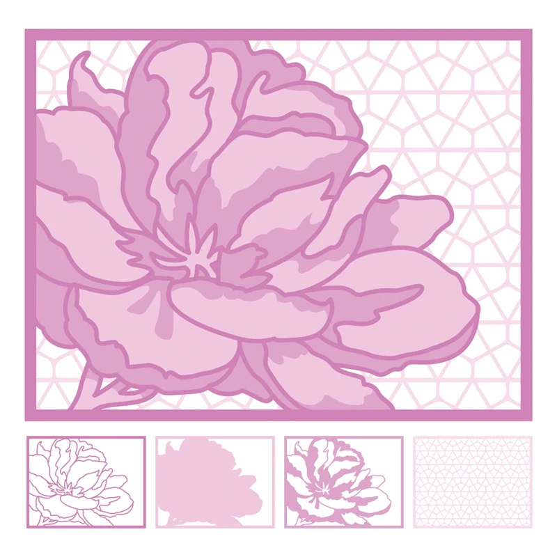 

Layered Blossom Flower Background Metal Cutting Dies Scrapbooking for Paper Making Frame Card Craft Supplies No Stamps
