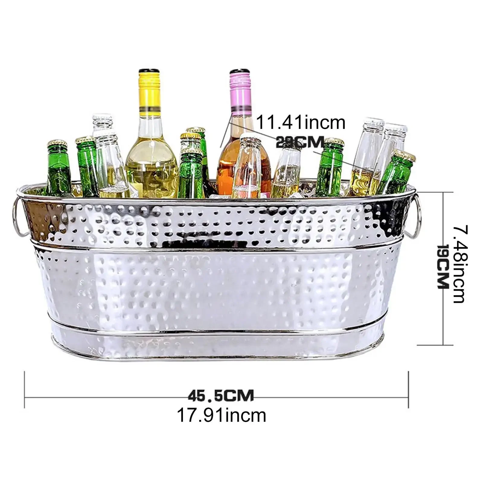 Viral Stylish Galvanized Sheet Ice Bucket Large Capacity Wine Champagne Cooler Tub For Bar Party Home Drinks Ice Storage