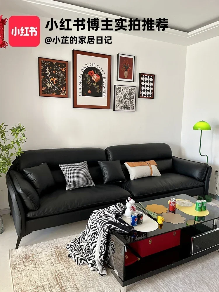 Picture 3: Light Luxury Home Living Room Straight First Layer Cowhide Designer Model Brown Vintage Leather Art