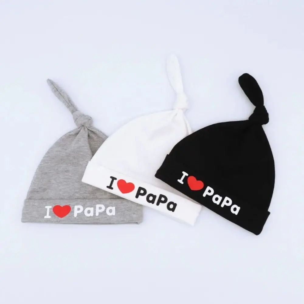 Gorro de algodão ajustável para bebê recém-nascido, eu amo Papa Mama Print, chapéus de malha, presente elástico, 0-3m