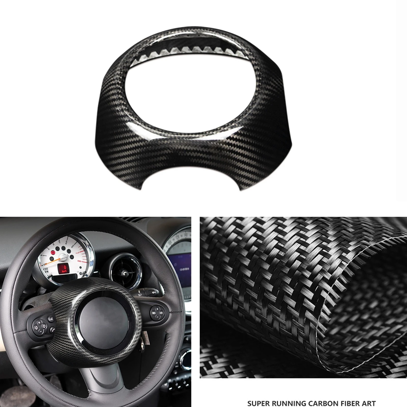 

Carbon Fiber Steering Wheel Cover Sac Pocket Shell Cap Center Frame For Mini Cooper R55 R56 R57 R58 R59 R60 R61 Countryman