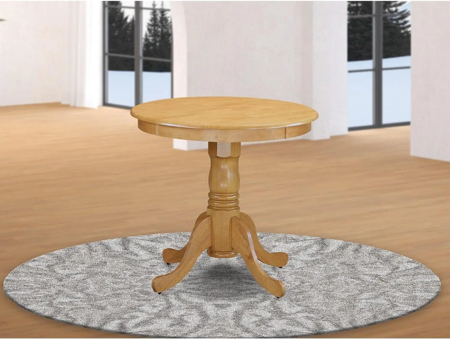 Round Kitchen Table Top com Pedestal Base, Oak Room Table, 30x30 Polegada