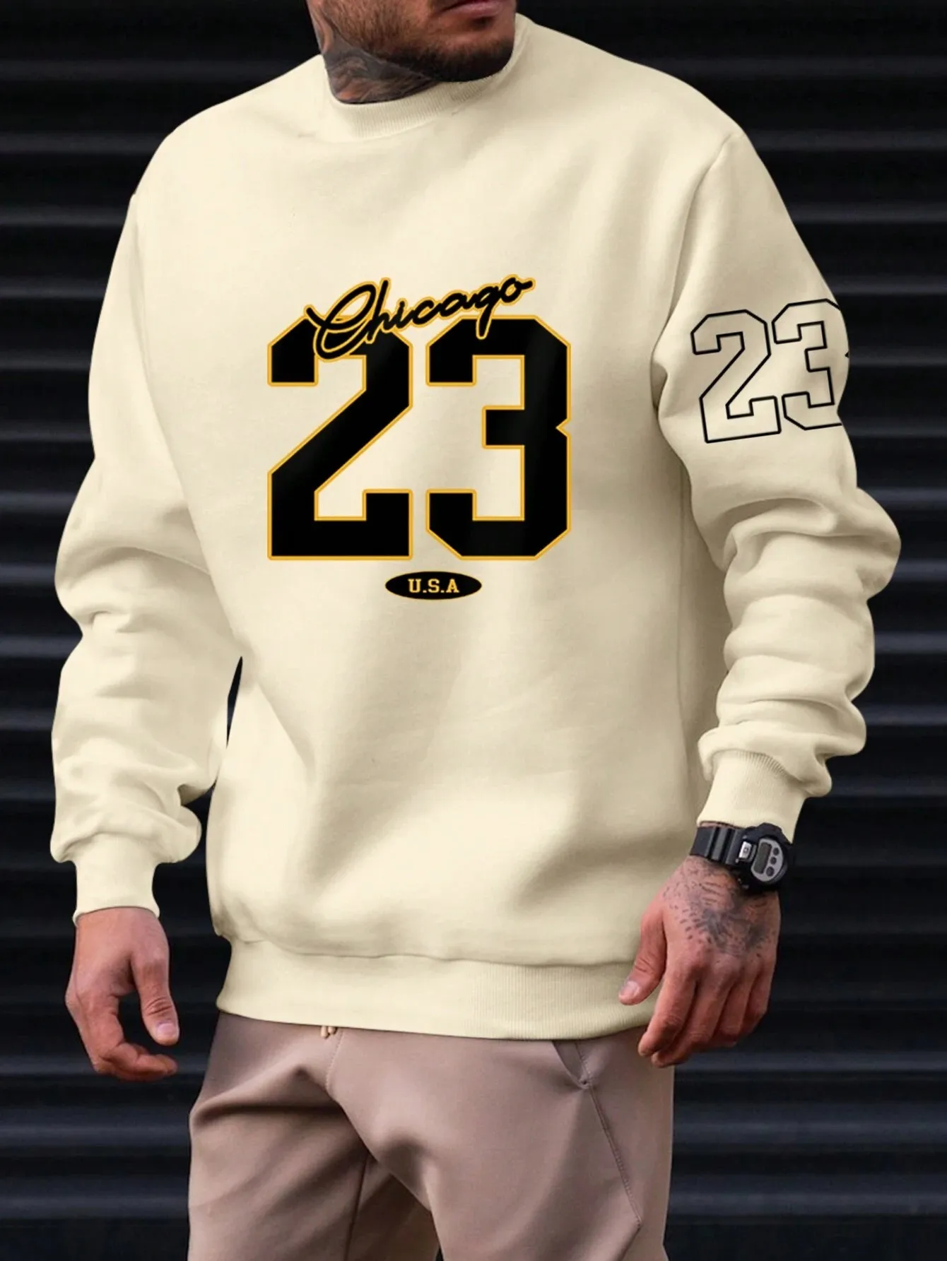 

23 USA Art Letter Design Men Clothes Street Style Fleece Sweatshirts Autumn Casual Hoodies Fashionable Crewneck Pullovers Hoody