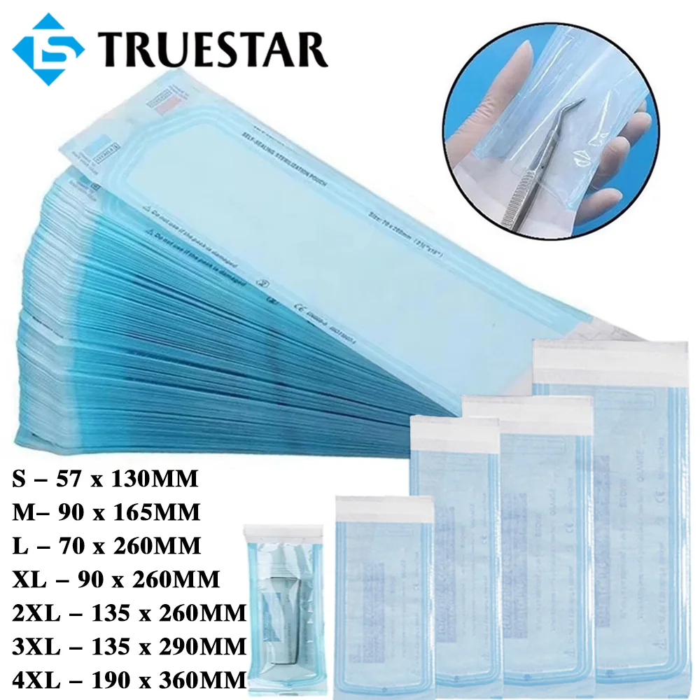 200/20/10PCS Disposable Self-sealing Sterilization Pouches Bags 7 Sizes Medical-grade Bag Disposable Nail Art Tattoo Accessories