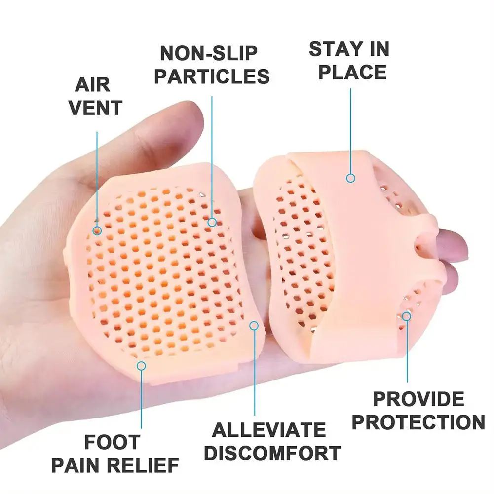 Almohadillas de metatarso de silicona, separador de dedos, herramienta para el antepié, cuidado de los pies, plantillas ortopédicas, masaje, L9J5, 1 par