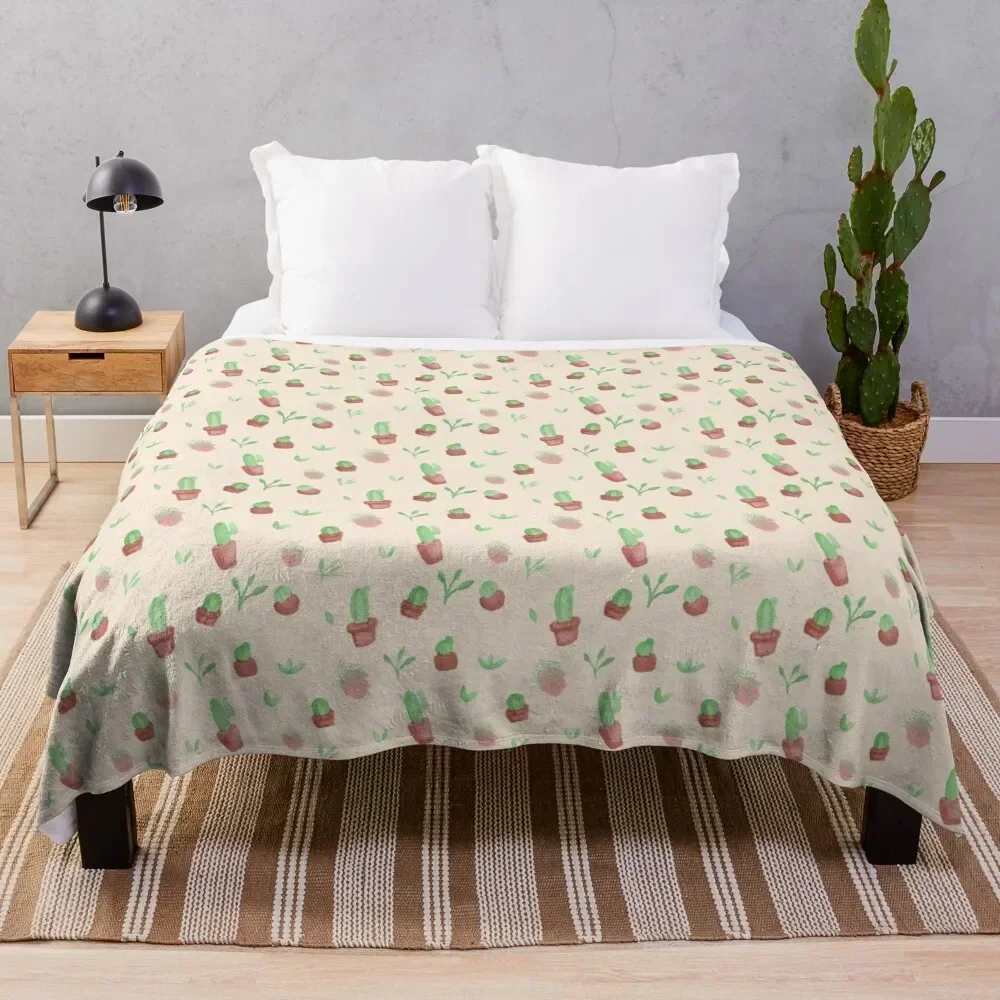 

Playful watercolor cactus Throw Blanket Reusable Durable Soft Blanket for All Seasons