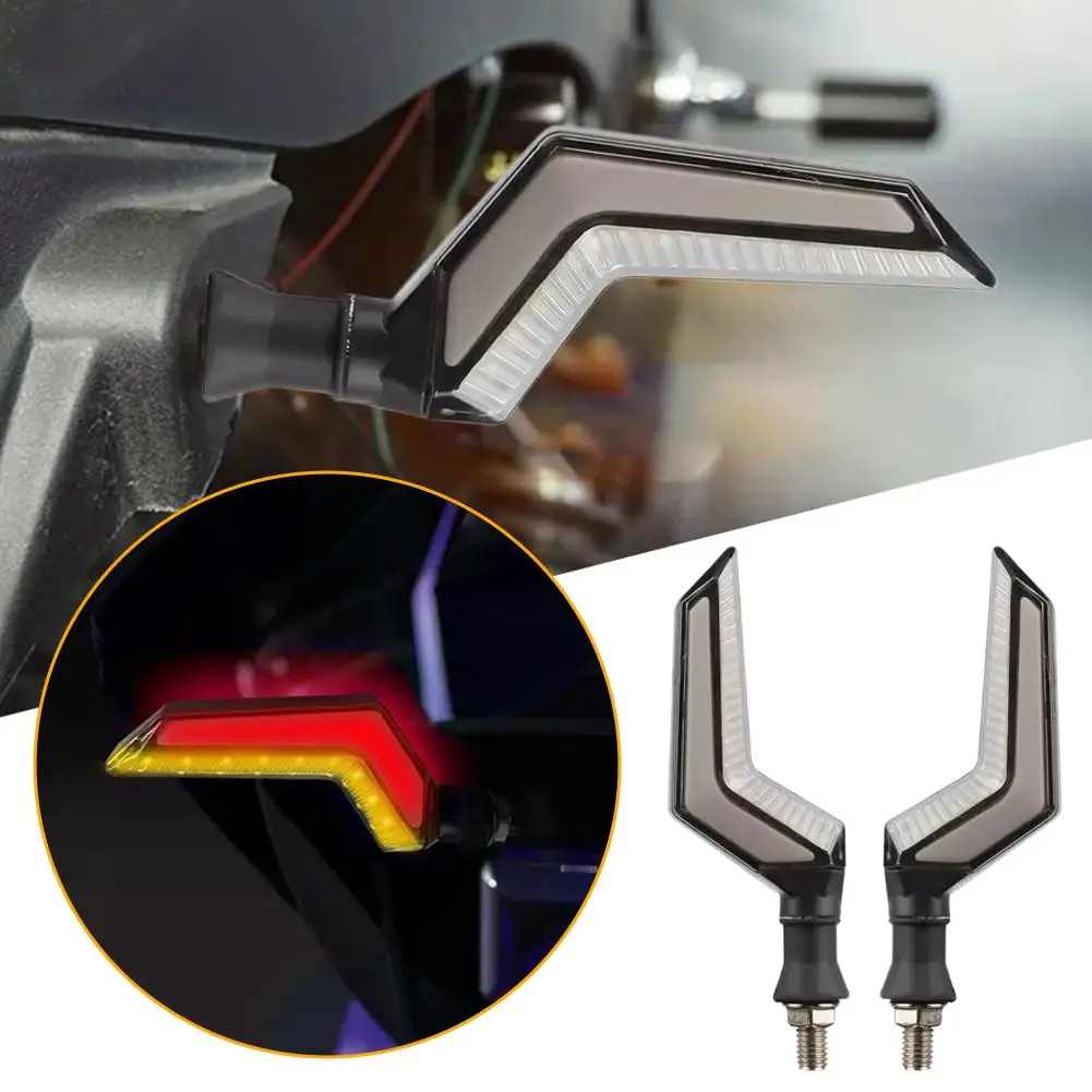 Angel Wing LED Motorcycle Turn Signals 12V Universal Waterproof Dynamic Flow Light for Scooter Cruiser with High Brightness Chip