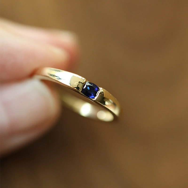 Classic Sapphire Engagement Ring Vintage glossy Light Luxury Couple Style Unisex Rings Party Banquet Jewelry adjustable
