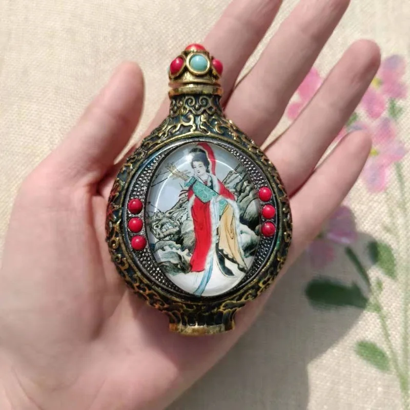 Antique Chinese Cloisonne Snuff Bottle Enamel Bottles Painted Painting Art