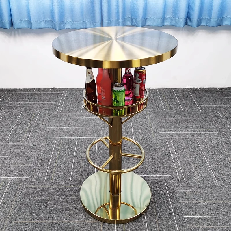 Modern Design Nightclub Furniture Party KTV Cocktail Luxury Stainless Steel Round VIP Nightclub Bar Table