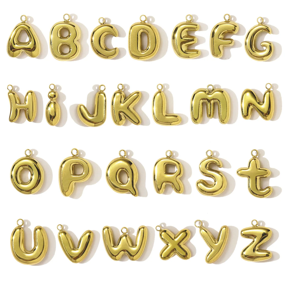 3Pcs/Lot Stainless Steel  Initial Letter Couple Name Charms 26 Alphabet Gold Color Pendant For Jewelry Making Wholesale