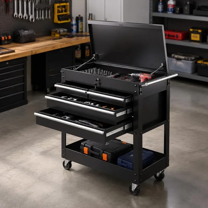 34 Tool Cart 4 Drawer Rolling Tool Chest with Top Lid Storage