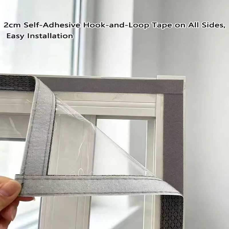 Winter Windproof Window Insulation Curtain Transparent Self‑Adhesive No‑Drill Zipper Style Clear View Block Cold Air for Home Us