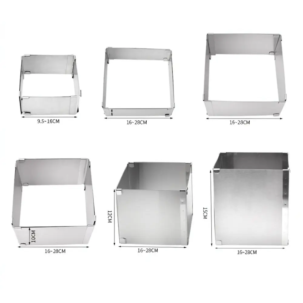 Stainless Steel Adjustable Square Baking Frame Cake Ring Mousse Mold Flexible Pastry Tool For Kitchen Cooking Supplies