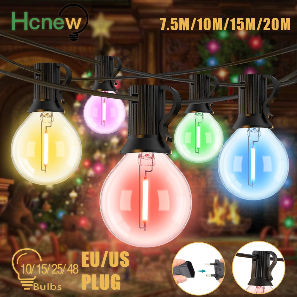 RGB G40 Globe String Lights 220V EU 110V US Led Lights Clear Glass Multiple Colors Retro Wedding Party Christmas Supplies Light