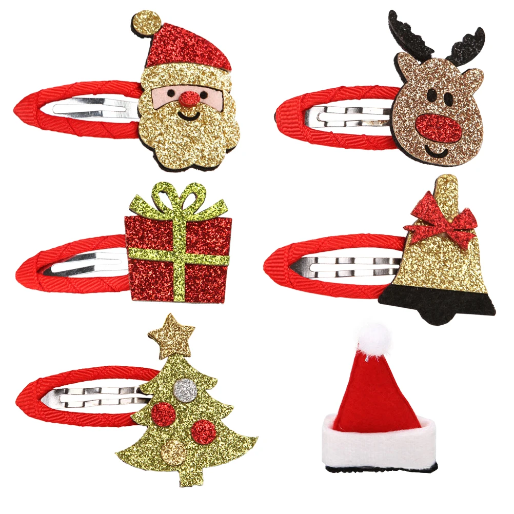 

6 Pcs Children Clips Sequin Barrette Adorable Headdress Girls Headwear Christmas Kids Hair Pins Comfortable Felt Fabric Durable