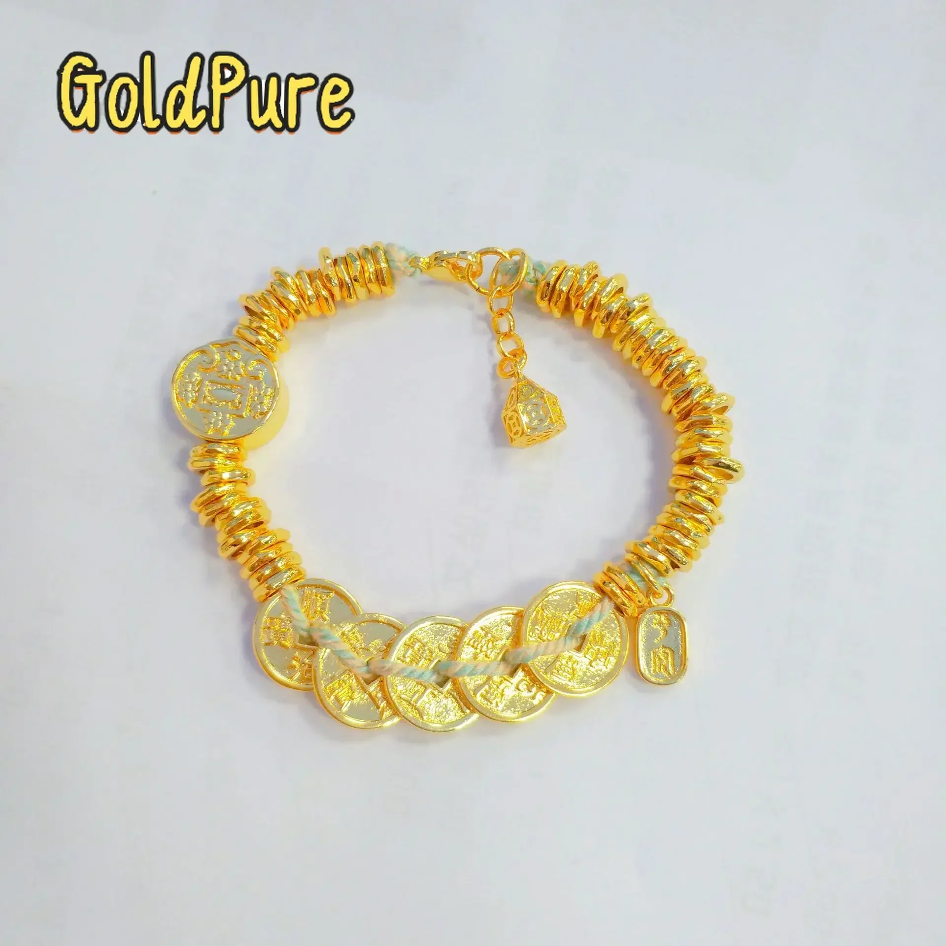

Goldpure 24K Real Gold New Disk Bracelet Fat Lottery Rope Ethnic Style Bracelet New Chinese Style DIY Au9999 Broken Gold Bracele