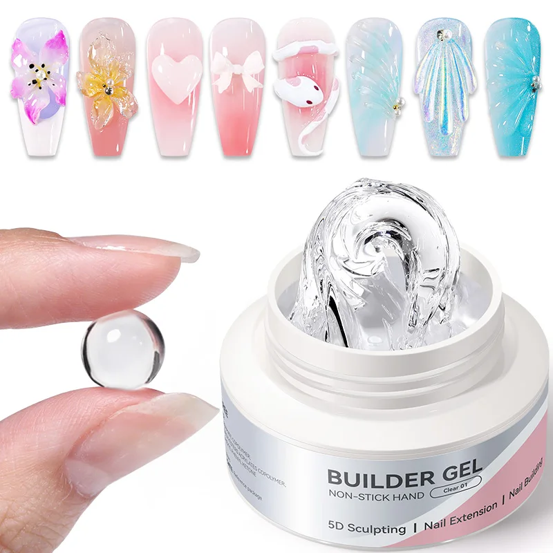 BORN PRETTY 60g Clear Non-Stick Hand Extension Gel Nail Polish 5D Shaping/Sculpting/Carving Hard Gel DIY Nail Art at Home