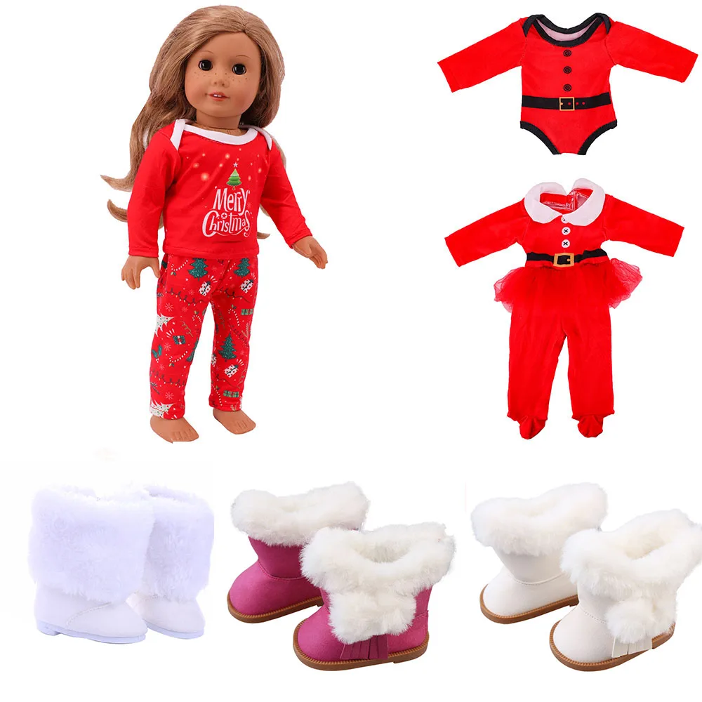 Doll Clothes Shoes for 43CM Baby New Born&American 18 Inch Girl Doll Christmas Clothes Suit for Generation Doll