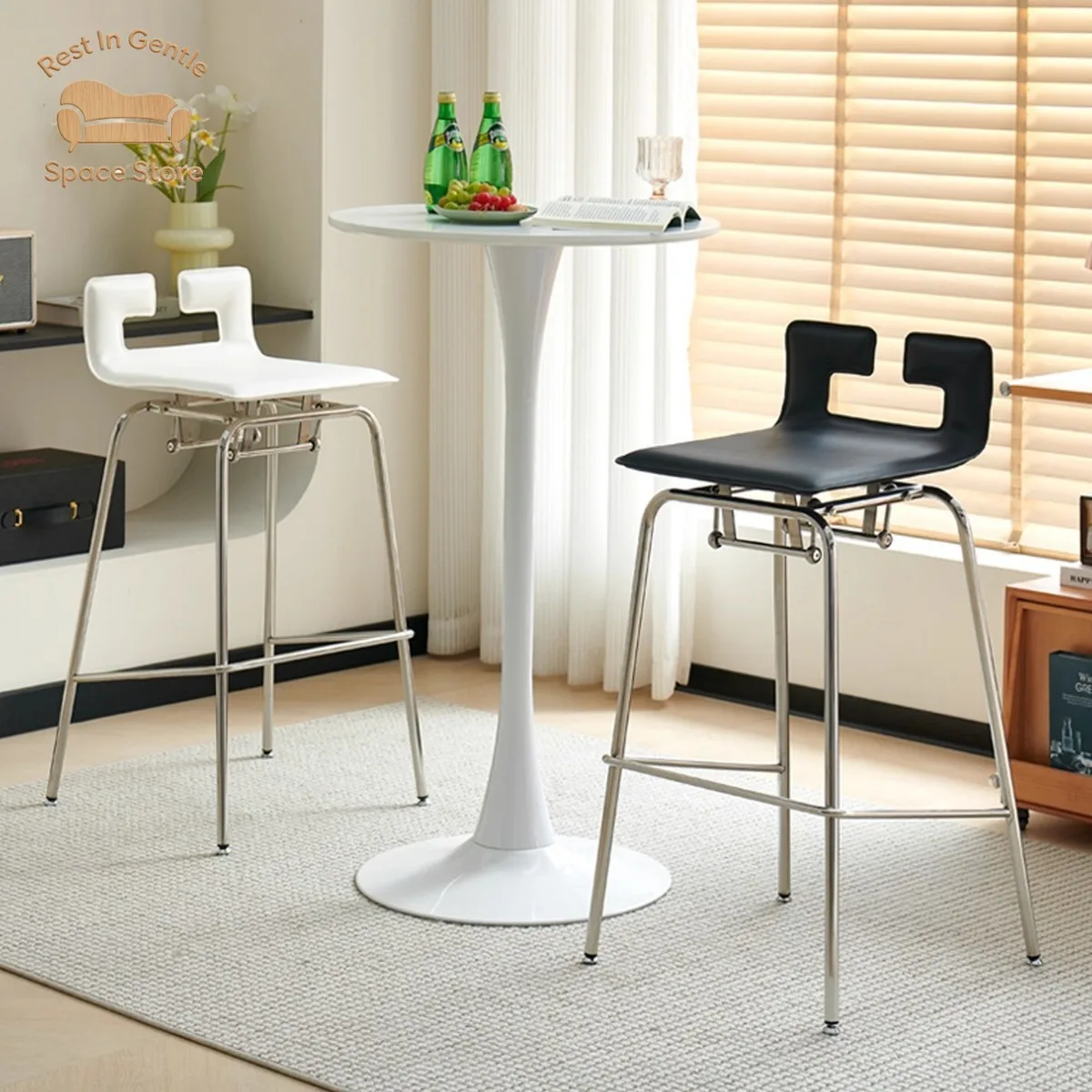 Nordic Bar Chair Backrest Home High Stool Bar Chair Cafe Simple Happy Bar Chair Backrest