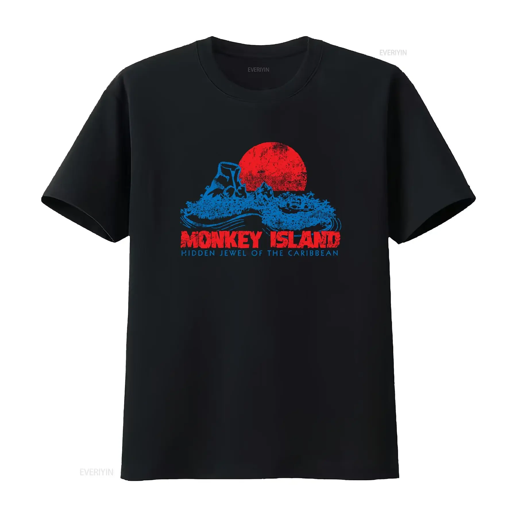 Monkey Island Classic T-Shirt Vintage-Waschung Vielseitige Designerkleidung Leicht männlich Bequem Unisex Grafik Stilvoll