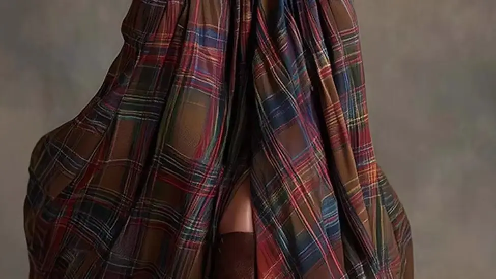 

Women's Shirt Maxi Dress Retro Plaid Print Long Sleeve Lapel Collar Button Front Pocket Autumn Casual Long Dress Daily