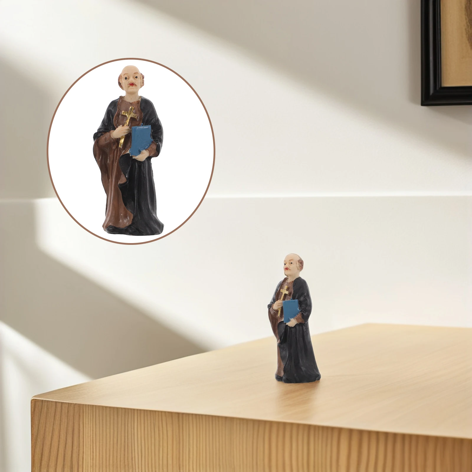 

Religious Resin Miniature Sand Table Decor Desktop Ornament Catholic Church Psychological Sand Tray Decoration Miniature