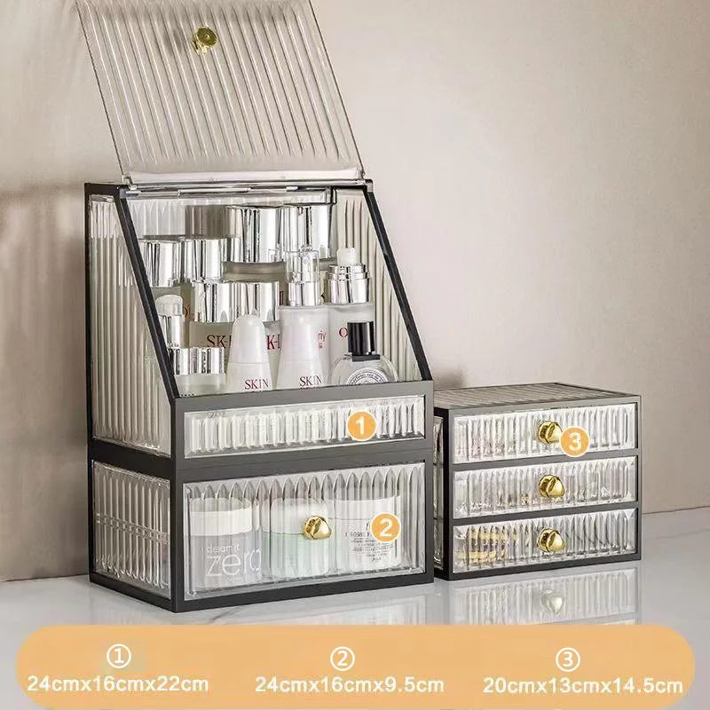 Imagem -03 - Caixa de Armazenamento de Cosméticos de Grande Capacidade Organizador de Maquiagem Caixa de Jóias Batom Escova de Armazenamento Titular Skincare Brinco Assista Home Rack