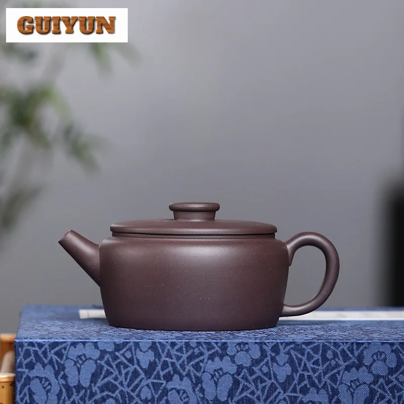 160ml Elegant Yixing Purple Clay Teapots Handmade Large Caliber Pot Raw Ore Purple Mud Kettle Chinese Zisha Tea Set Teaware Gift