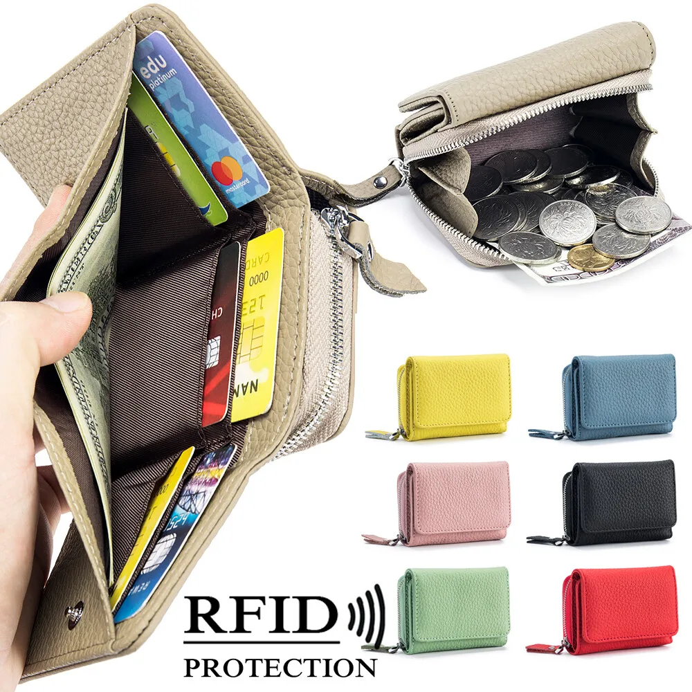 

New Women's Wallets Mini RFID Purses Short Genuine Leather Purse Multifunctional Large Capacity Money Bag Change Bag Storage Bag