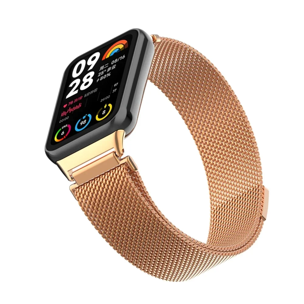 Correa de bucle milanés para Redmi Watch 4/5, pulsera magnética de acero inoxidable para Xiaomi Mi Band 9 Pro/8 Pro, accesorios de correa